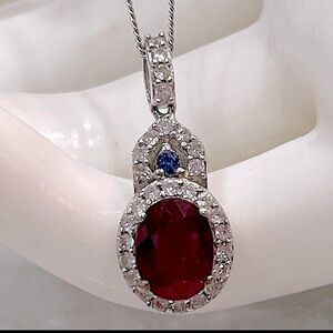 Niassa Ruby Multigemstone Sterling Silver Pendant Necklace